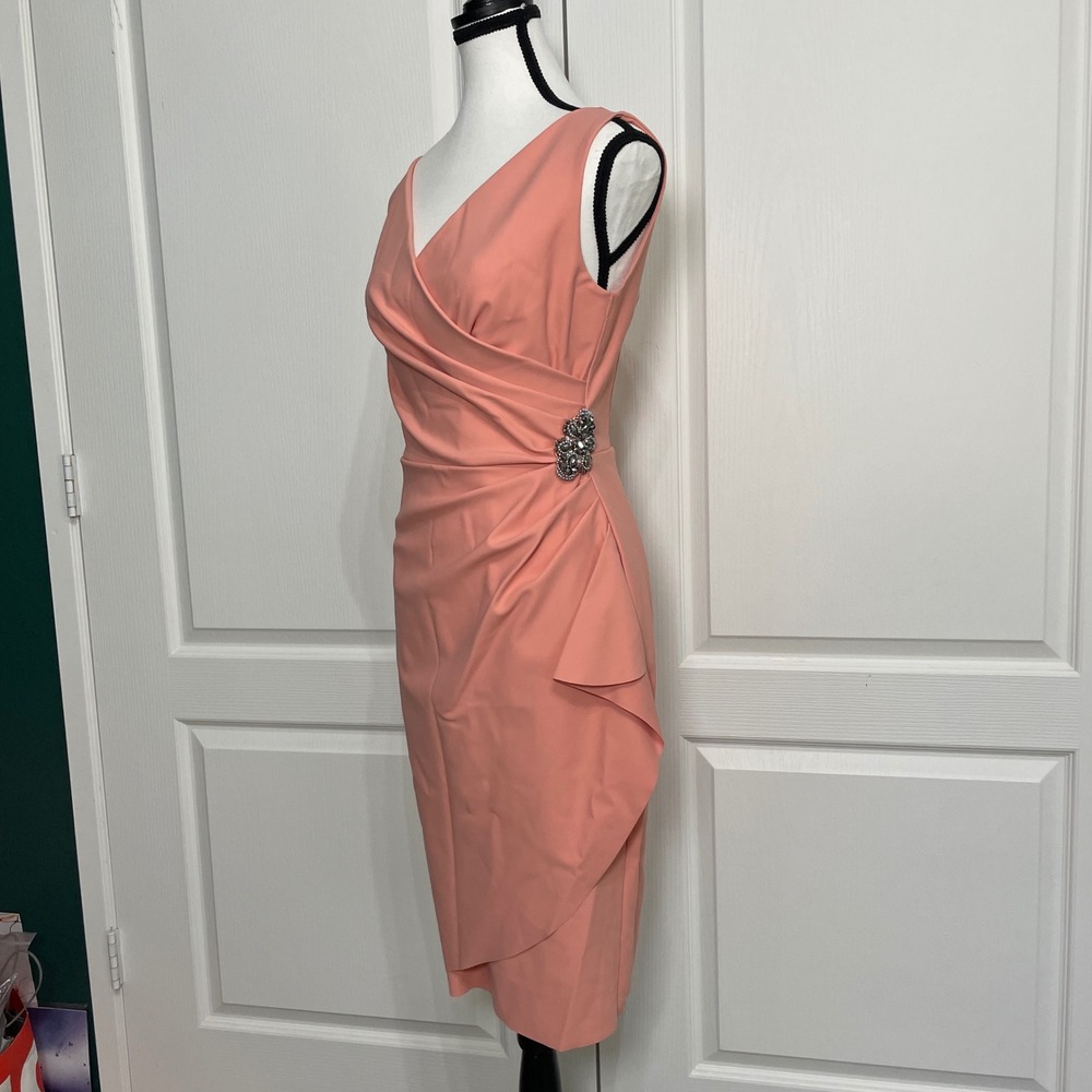NEW $229 Alex Evenings Side Ruched Cocktail Sheath Dress Bodycon Slimming Size 2 - Picture 15 of 15